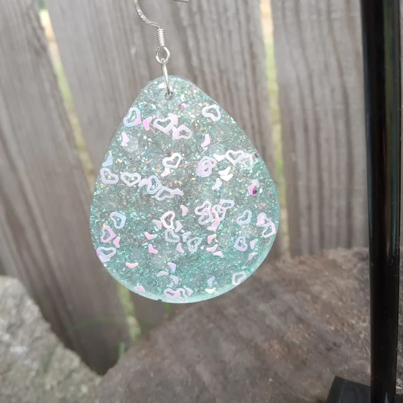 Teardrop Glitter Earrings - Picture 4 of 5